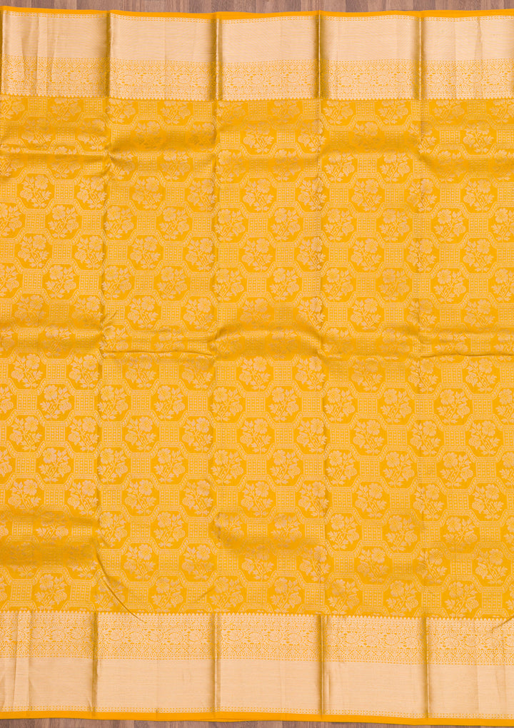 Mustard Zariwork Pure Silk Saree