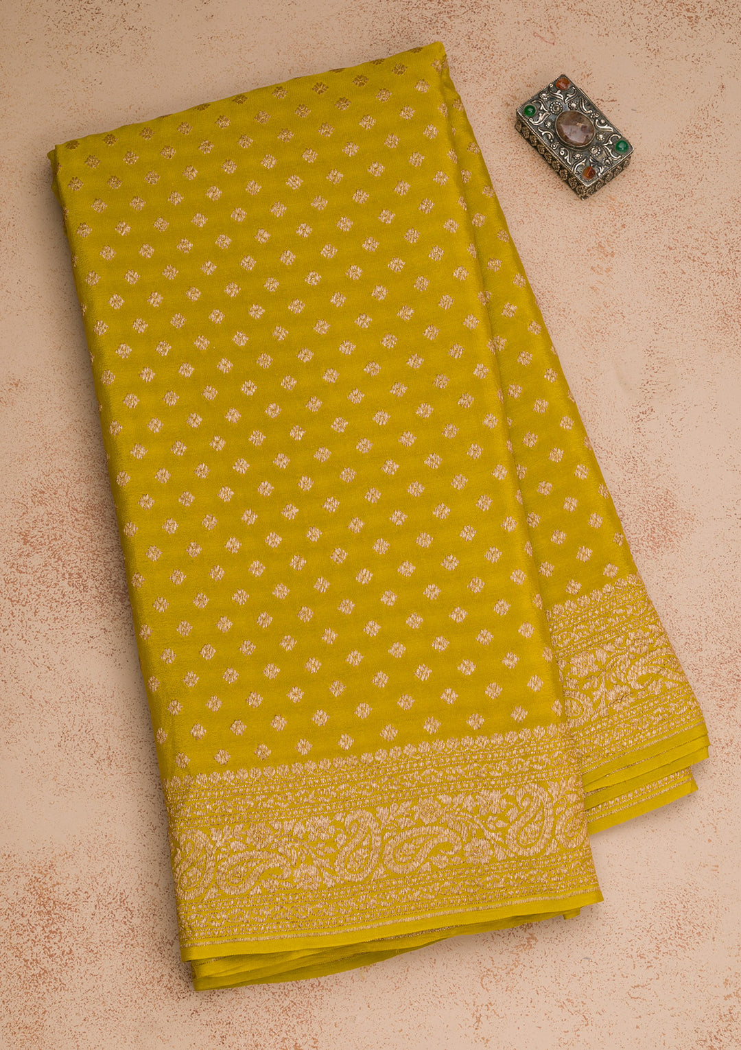 Mustard Zariwork Pure Silk Saree