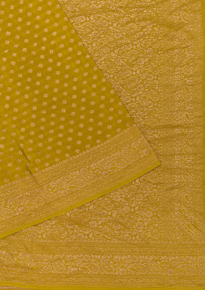 Mustard Zariwork Pure Silk Saree