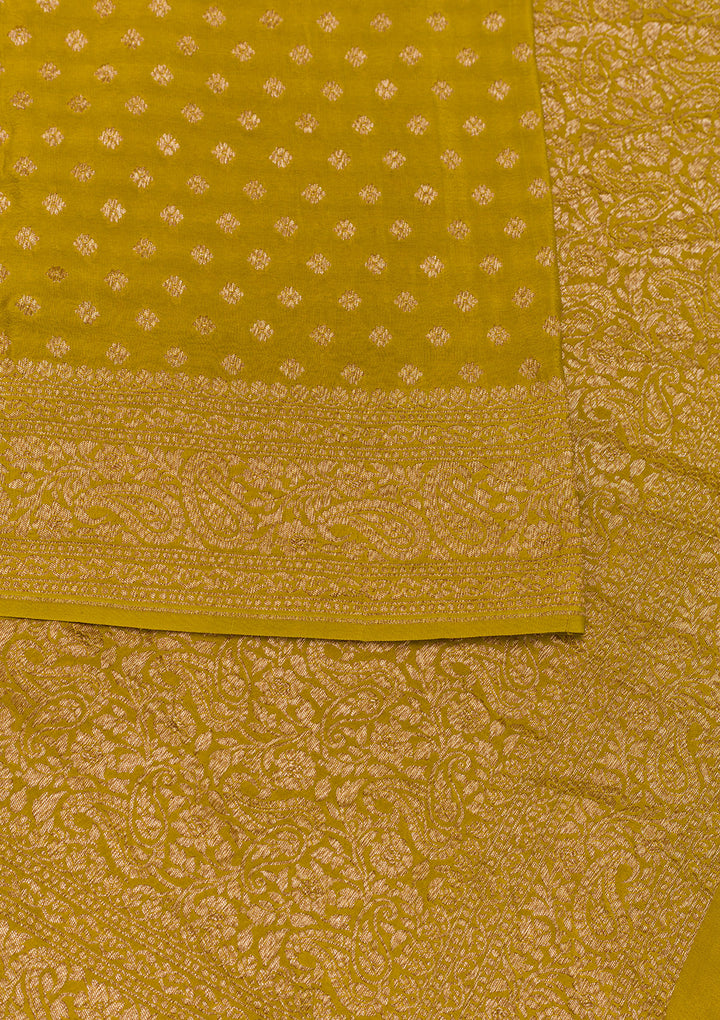 Mustard Zariwork Pure Silk Saree