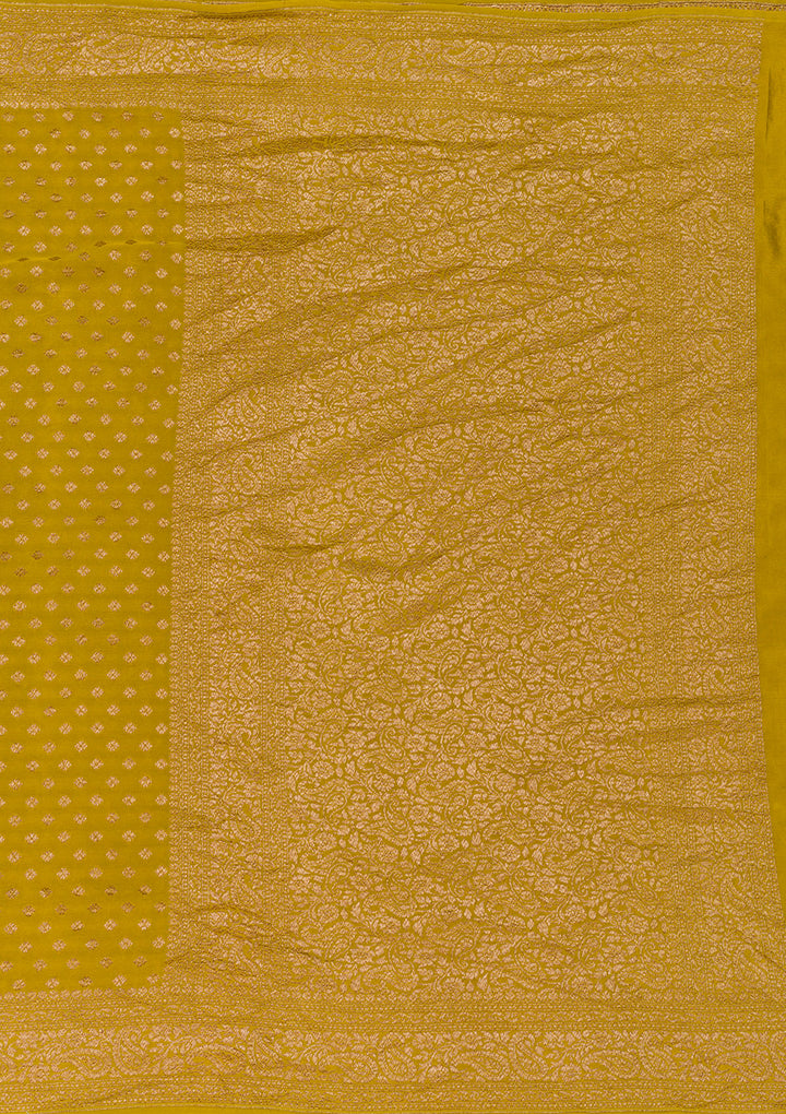 Mustard Zariwork Pure Silk Saree