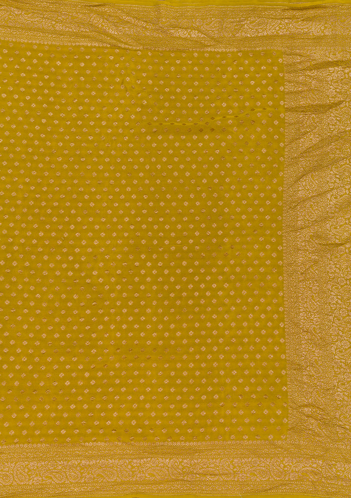 Mustard Zariwork Pure Silk Saree