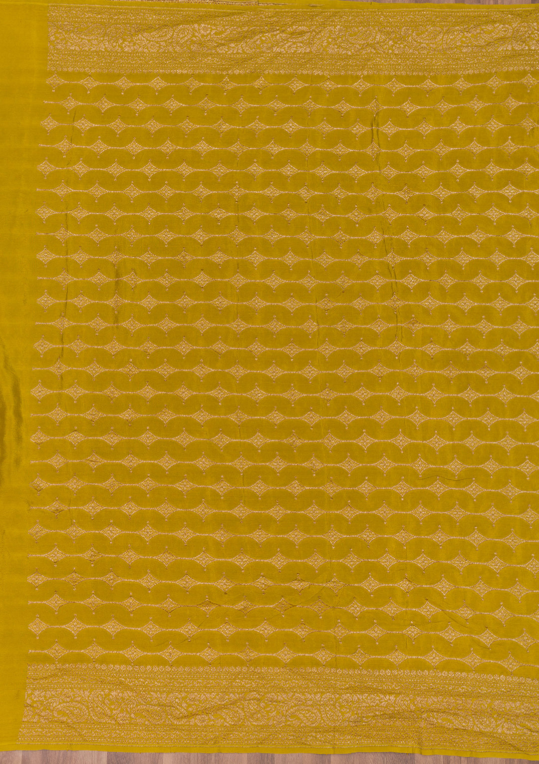 Mustard Zariwork Pure Silk Saree