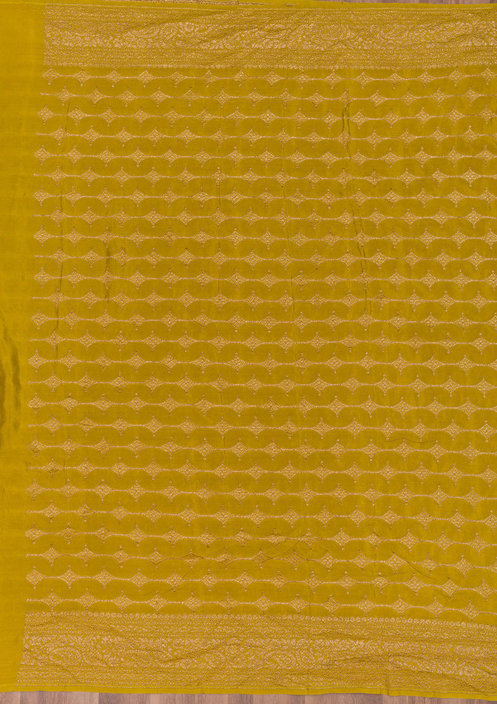 Mustard Zariwork Pure Silk Saree