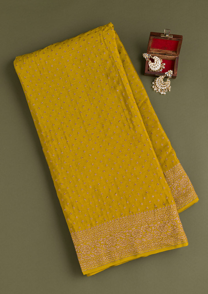 Mustard Zariwork Pure Silk Saree