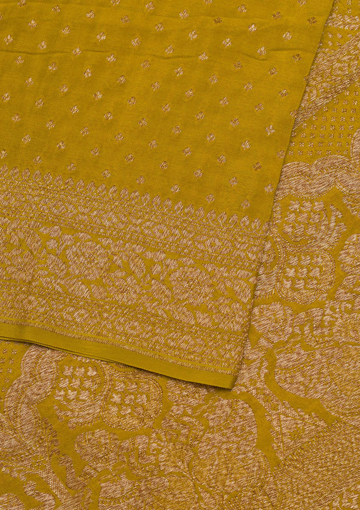 Mustard Zariwork Pure Silk Saree