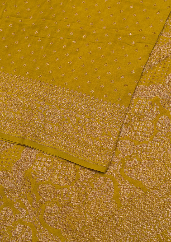 Mustard Zariwork Pure Silk Saree
