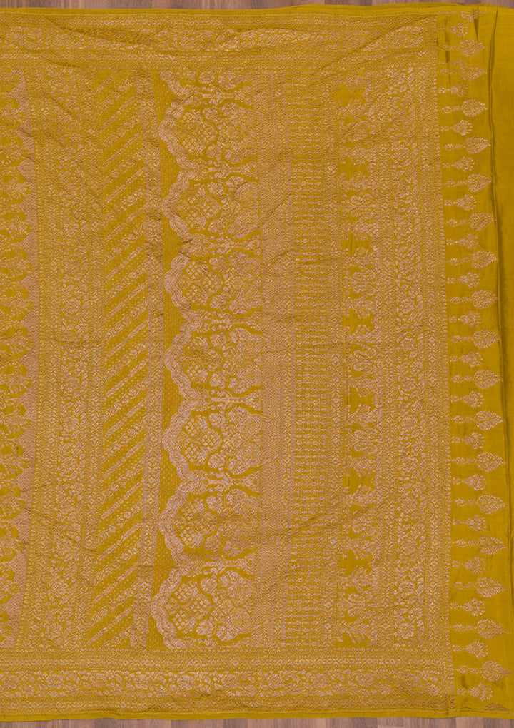 Mustard Zariwork Pure Silk Saree