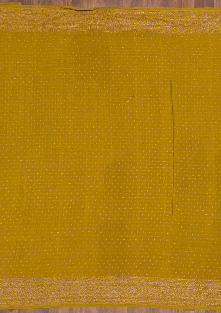 Mustard Zariwork Pure Silk Saree