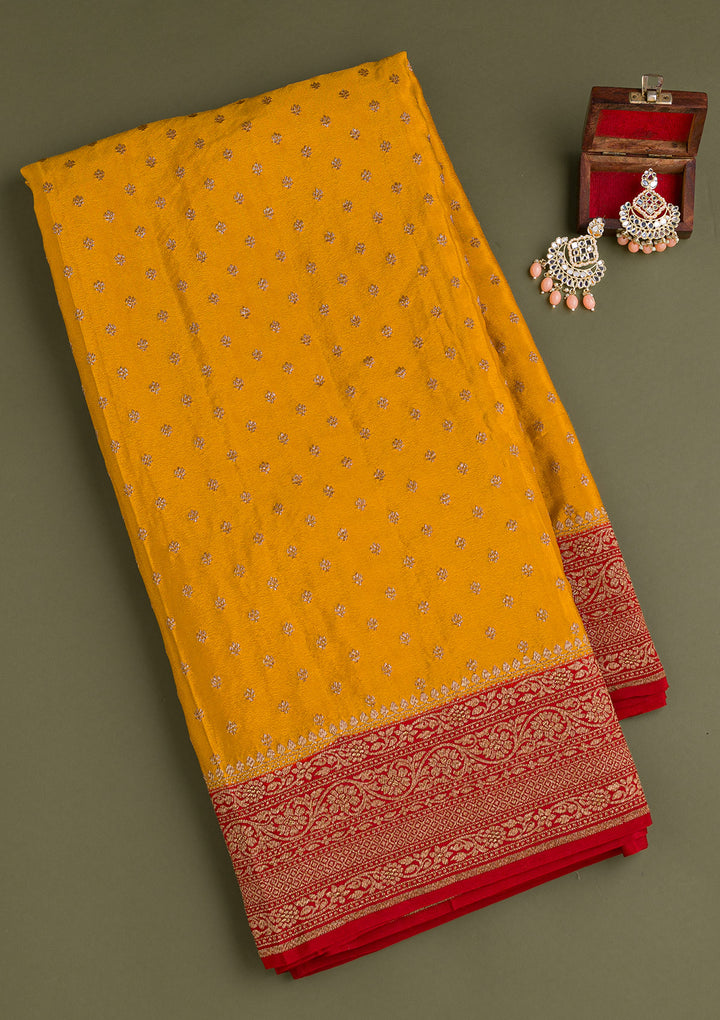 Mustard Zariwork Pure Silk Saree