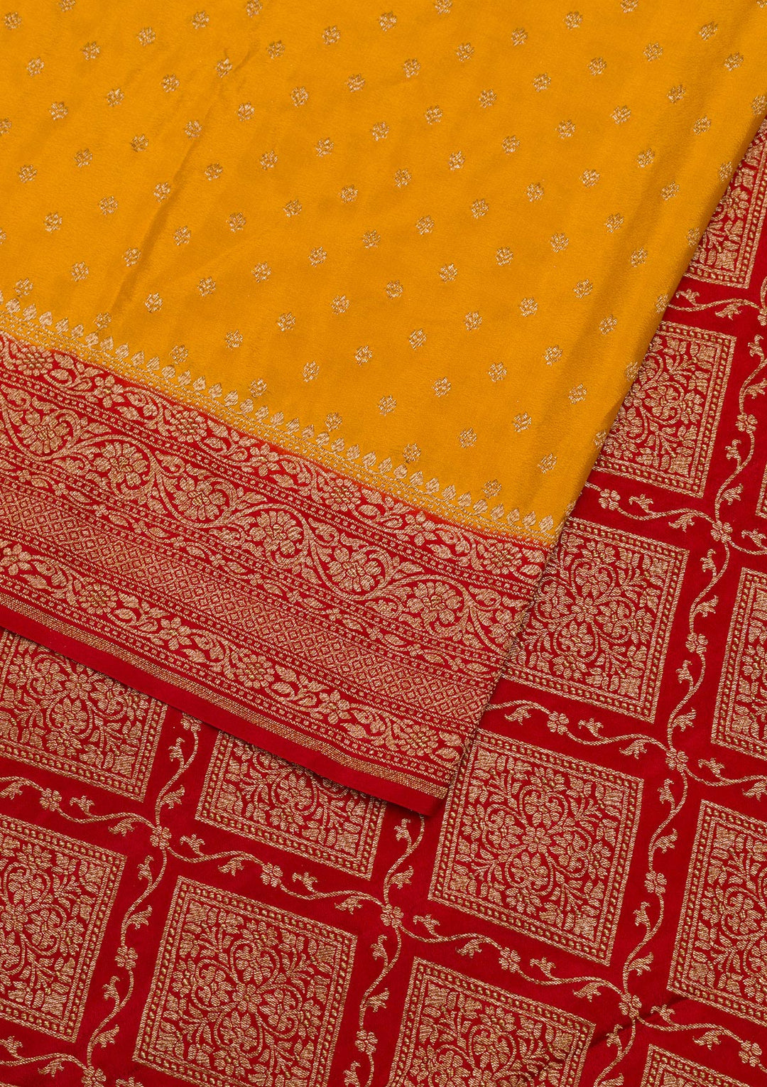Mustard Zariwork Pure Silk Saree