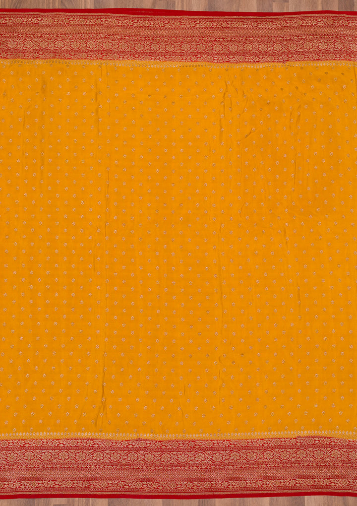 Mustard Zariwork Pure Silk Saree
