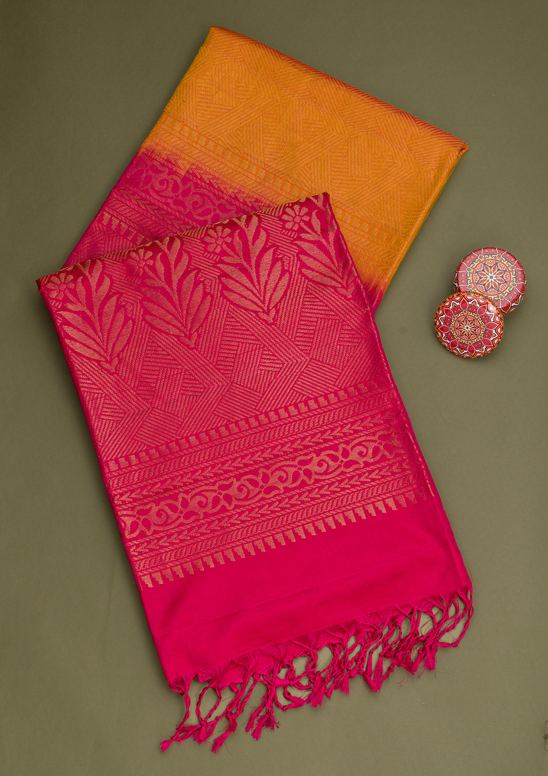 Mustard Zariwork Pure Silk Saree