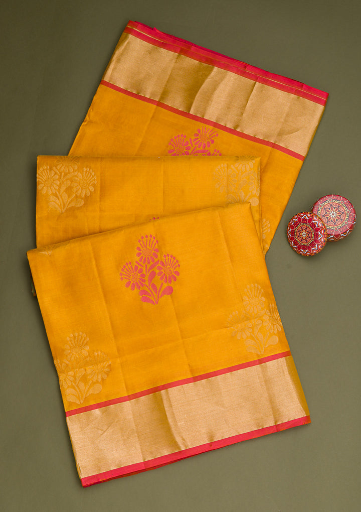 Mustard Zariwork Pure Silk Saree