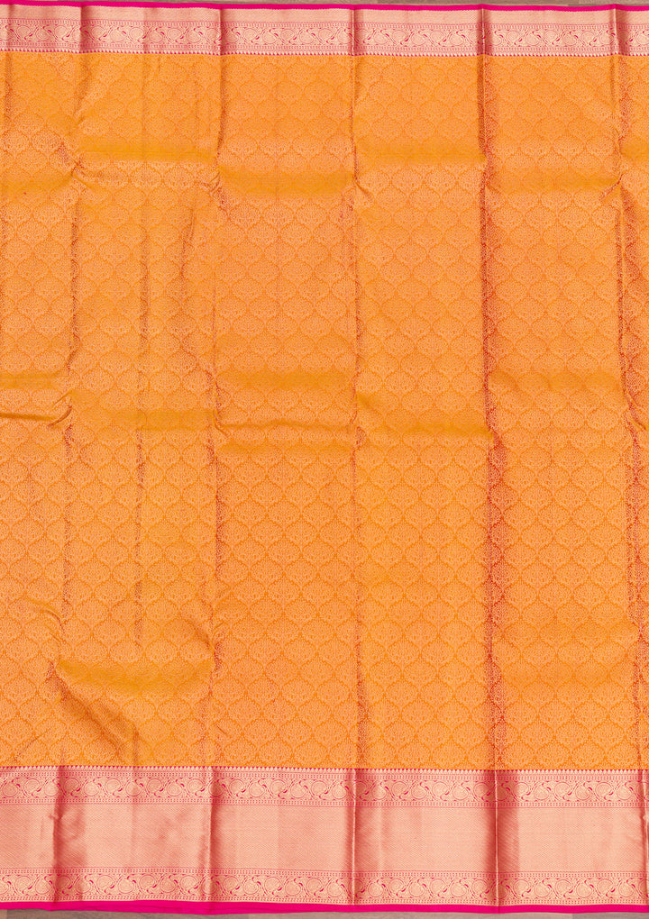 Mustard Zariwork Pure Silk Saree-Koskii