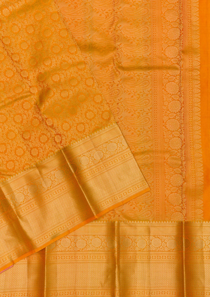 Mustard Zariwork Banarasi Pure Silk Saree