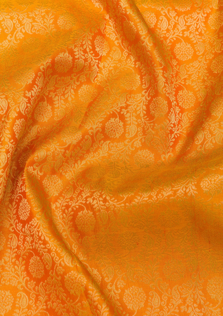 Mustard Zariwork Banarasi Pure Silk Saree
