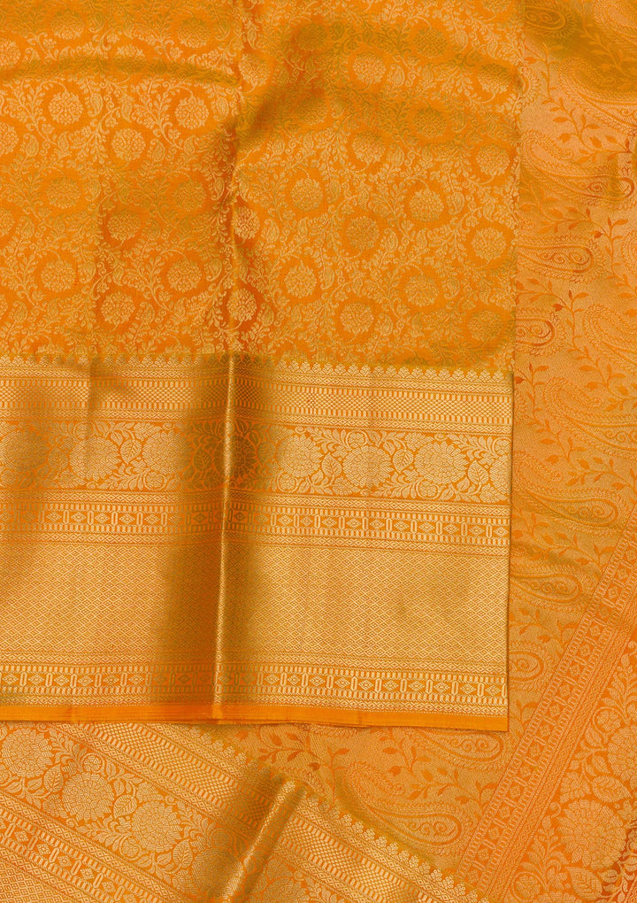 Mustard Zariwork Banarasi Pure Silk Saree