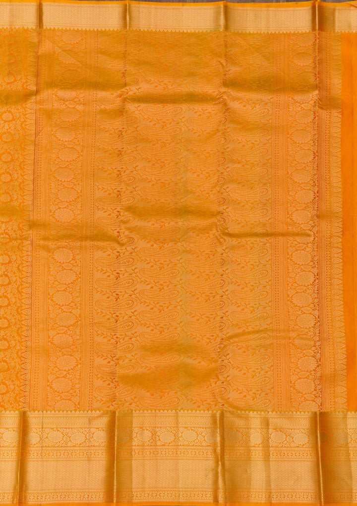 Mustard Zariwork Banarasi Pure Silk Saree