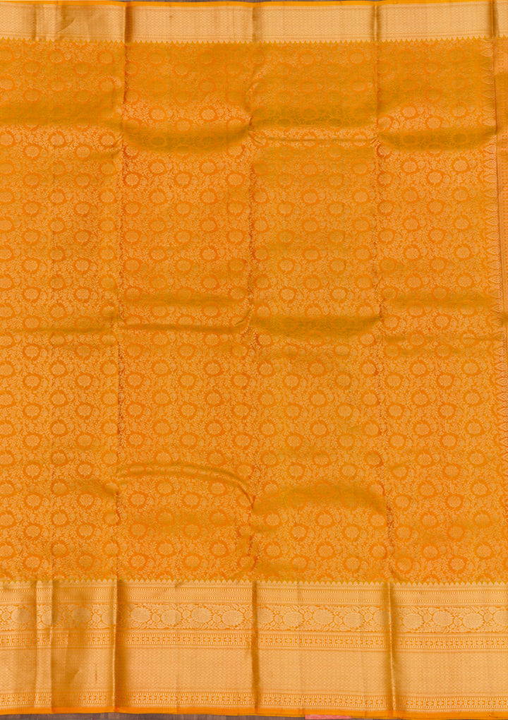 Mustard Zariwork Banarasi Pure Silk Saree