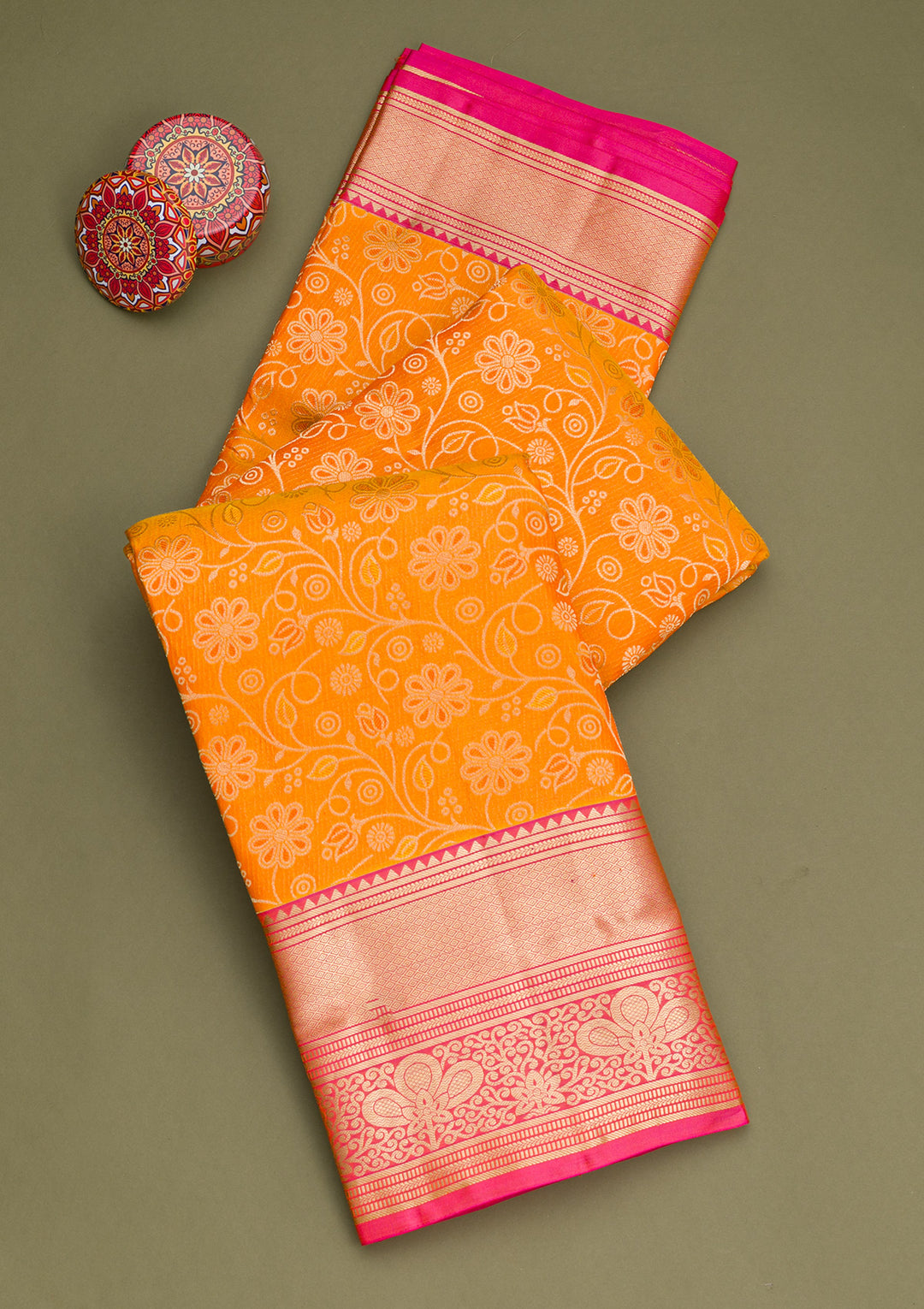 Mustard Zariwork Pure Silk Saree