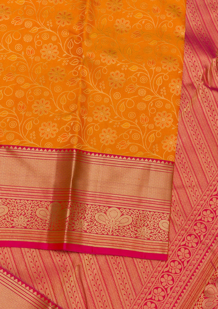 Mustard Zariwork Pure Silk Saree