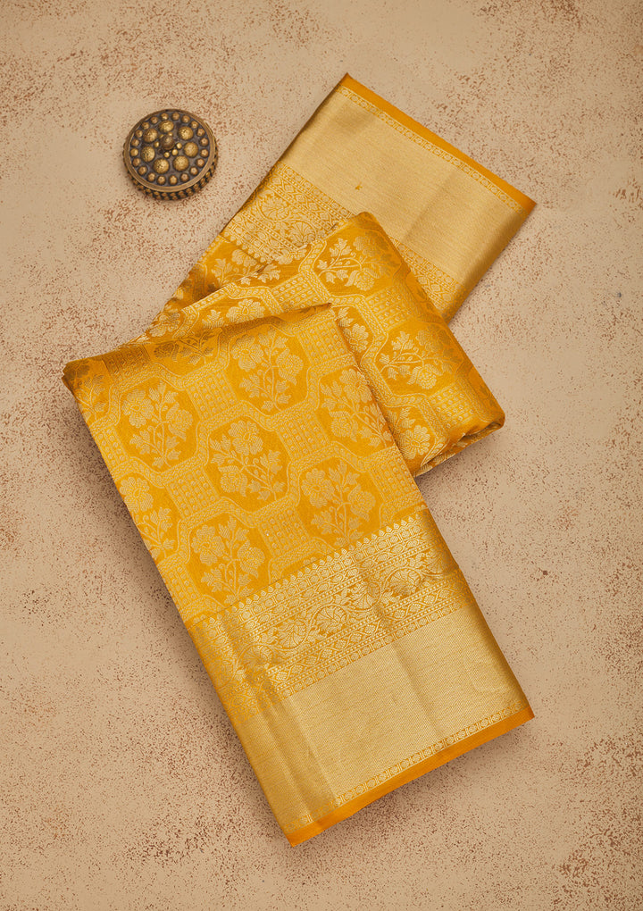 Mustard Zariwork Pure Silk Saree