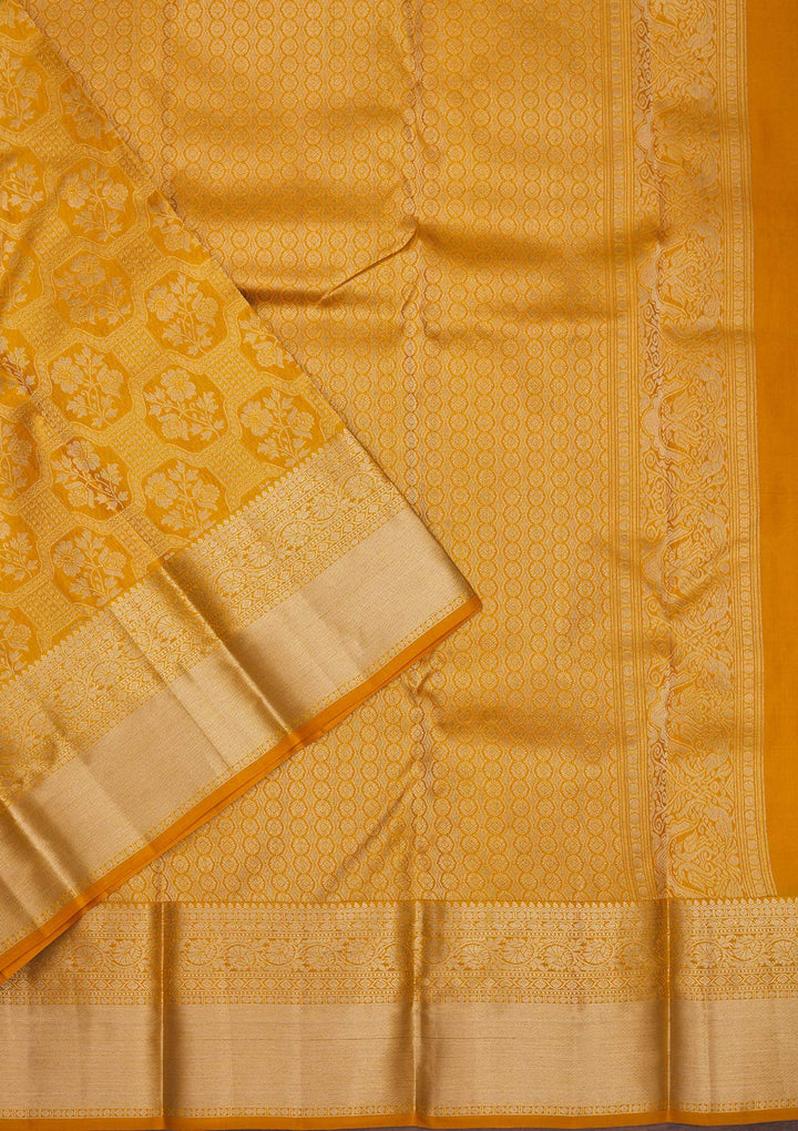 Mustard Zariwork Pure Silk Saree