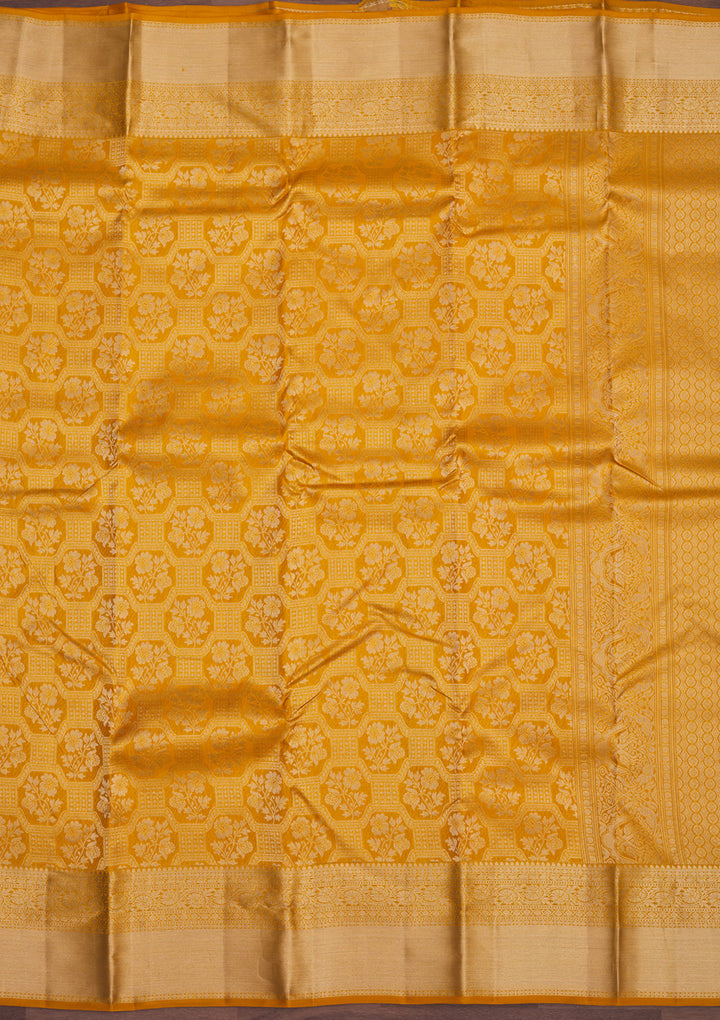 Mustard Zariwork Pure Silk Saree