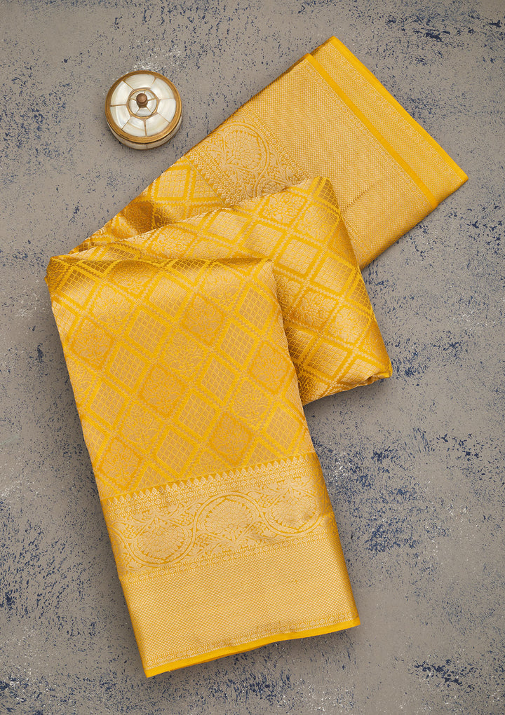 Mustard Zariwork Pure Silk Saree