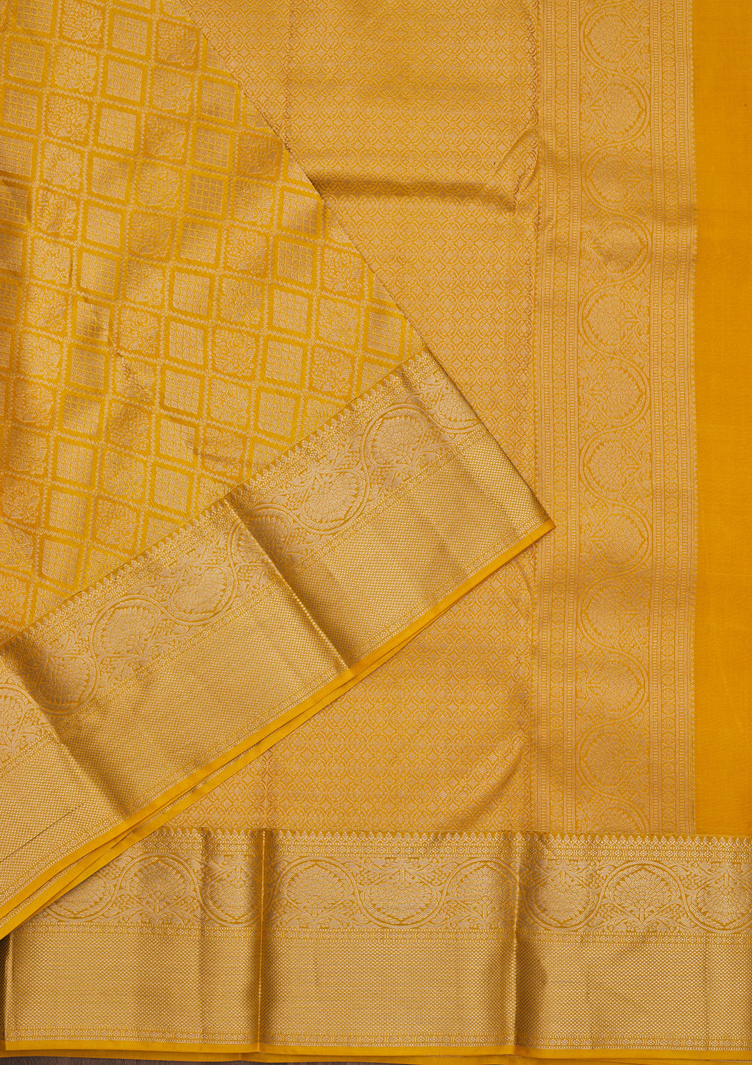 Mustard Zariwork Pure Silk Saree