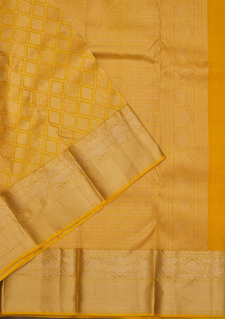 Mustard Zariwork Pure Silk Saree