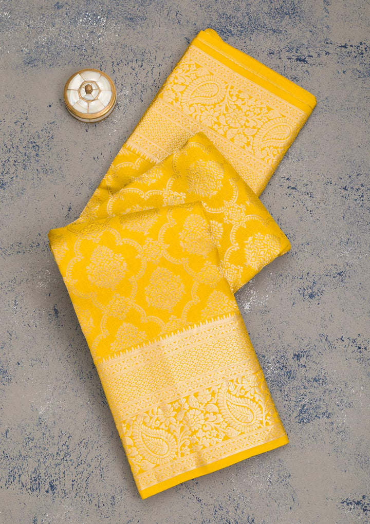 Mustard Zariwork Pure Silk Saree