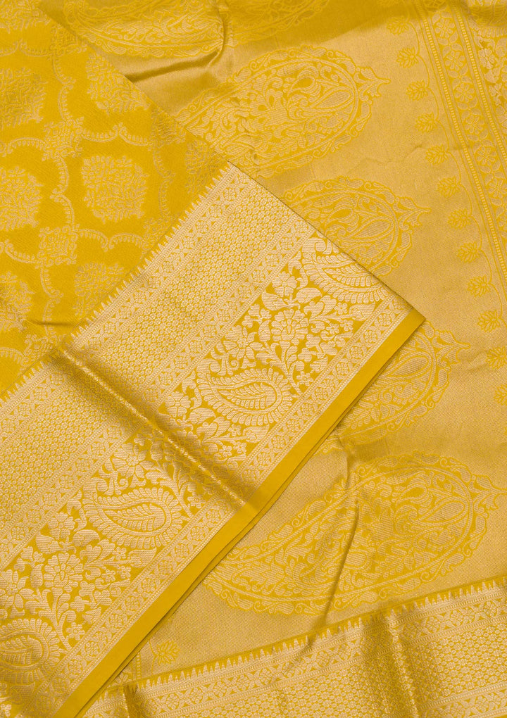 Mustard Zariwork Pure Silk Saree