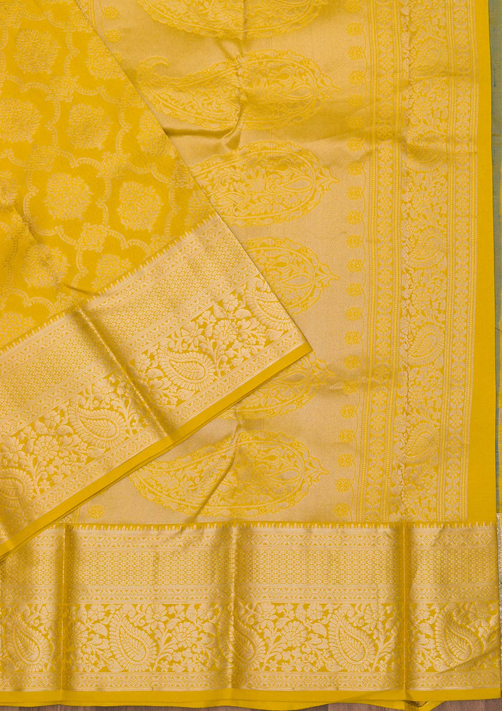 Mustard Zariwork Pure Silk Saree