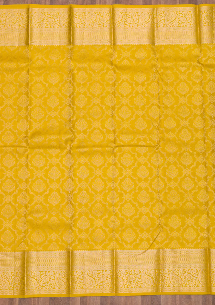 Mustard Zariwork Pure Silk Saree