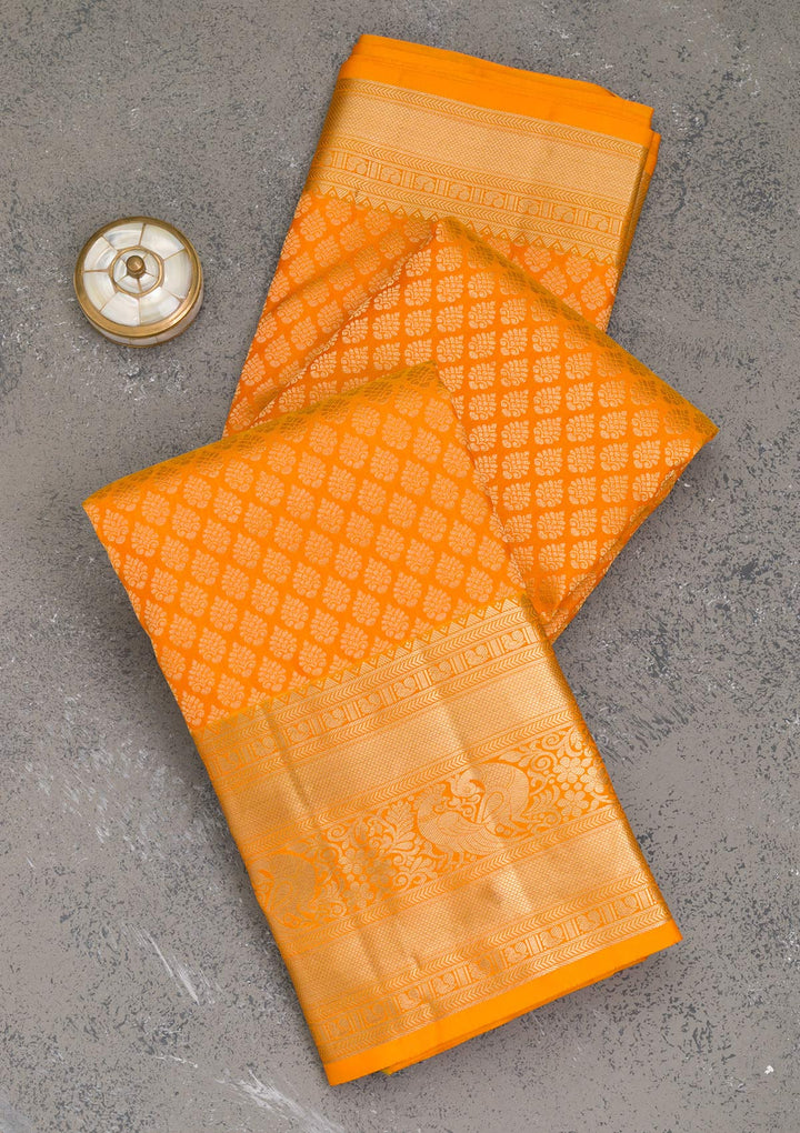 Mustard Zariwork Banarasi Pure Silk Saree