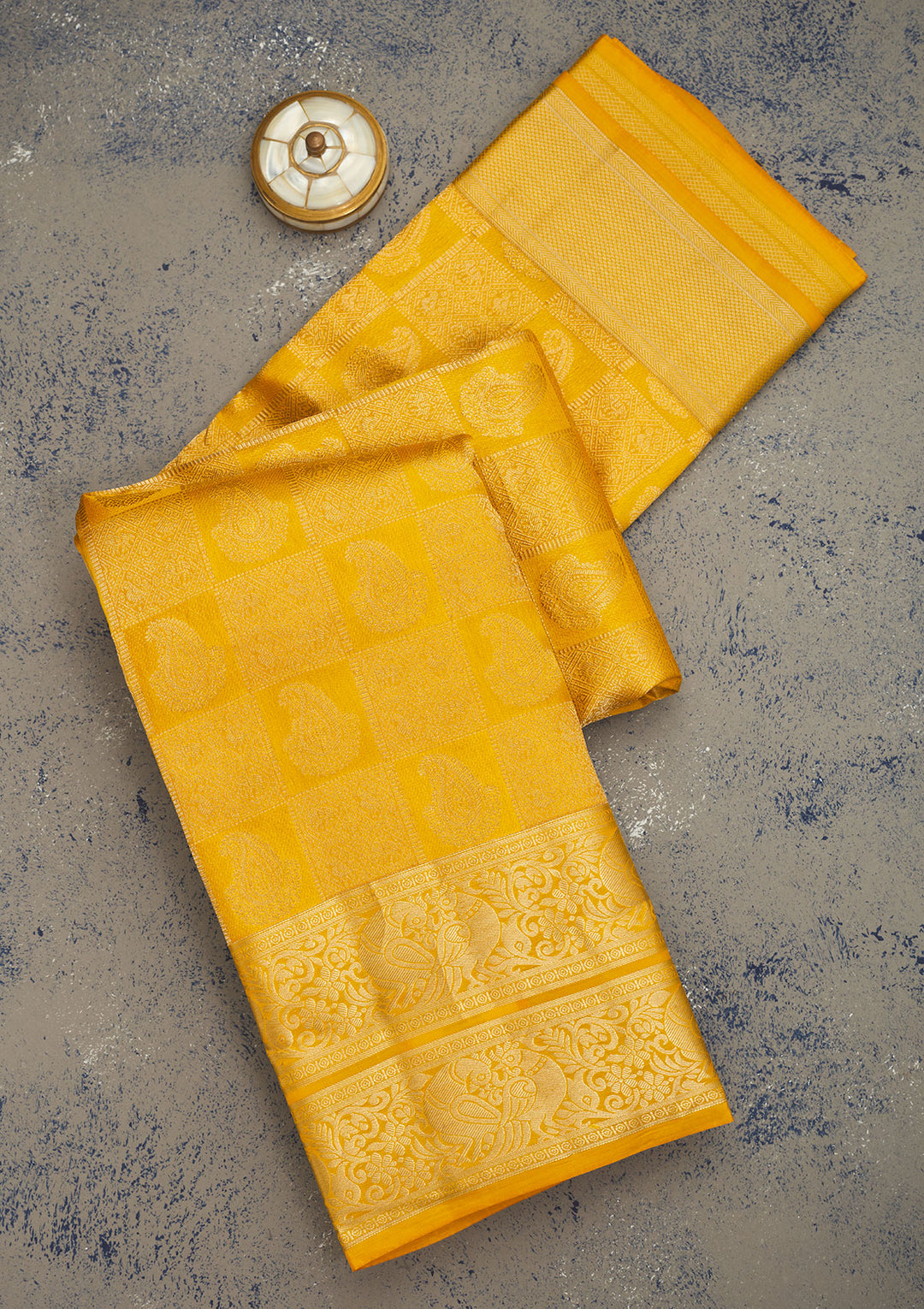 Mustard Zariwork Pure Silk Saree