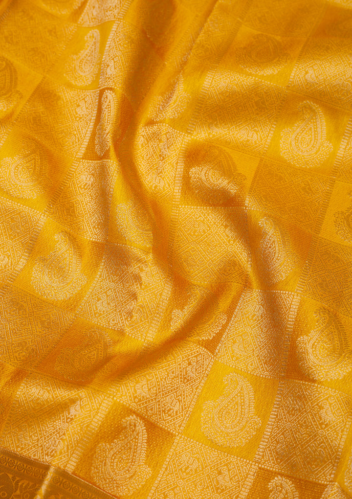 Mustard Zariwork Pure Silk Saree