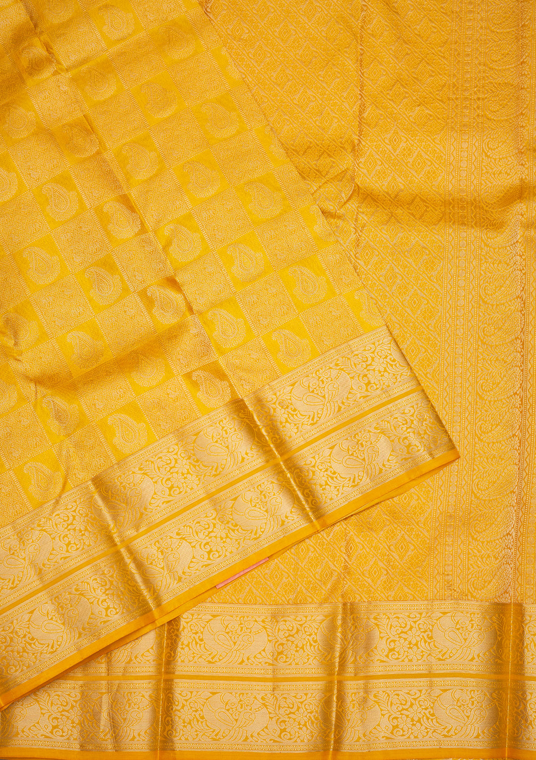 Mustard Zariwork Pure Silk Saree