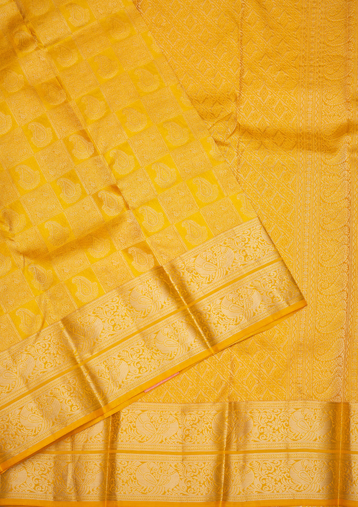 Mustard Zariwork Pure Silk Saree