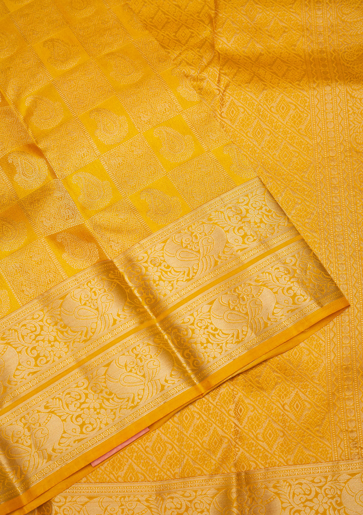Mustard Zariwork Pure Silk Saree