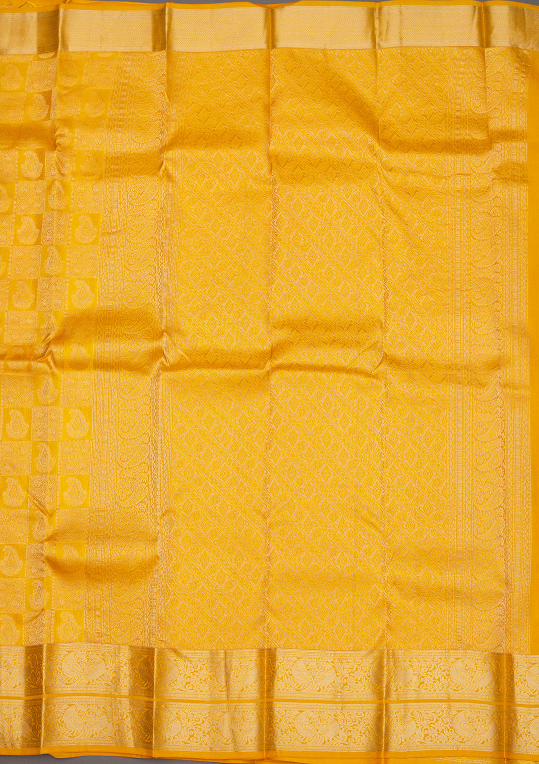 Mustard Zariwork Pure Silk Saree