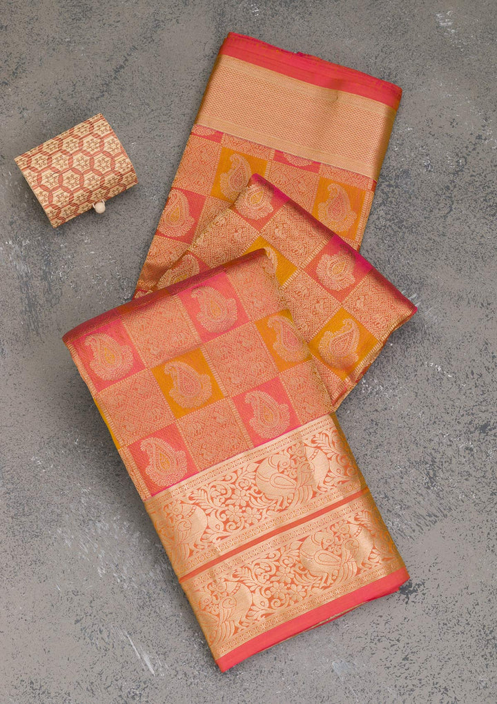 Mustard Zariwork Kanjivaram Pure Silk Saree