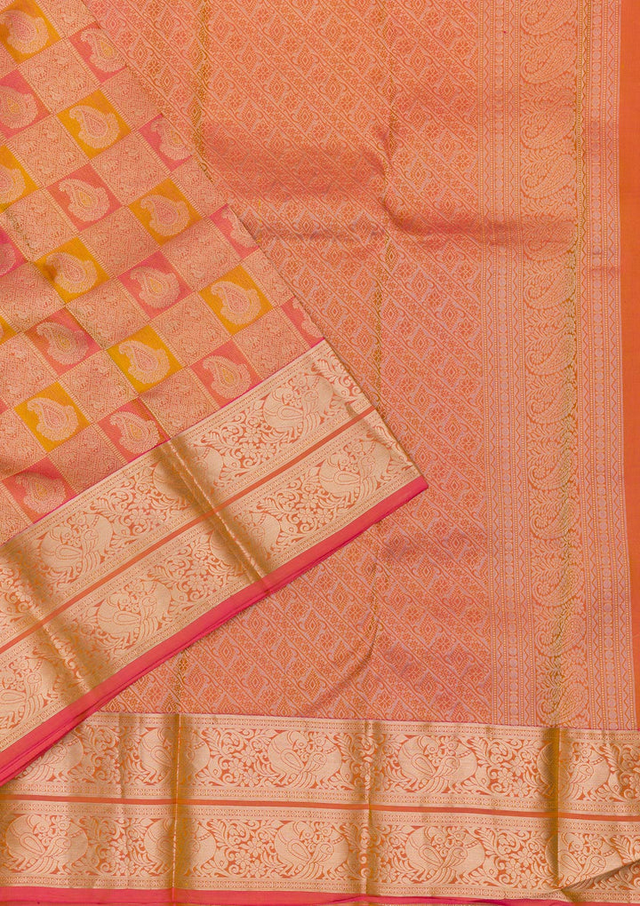 Mustard Zariwork Kanjivaram Pure Silk Saree