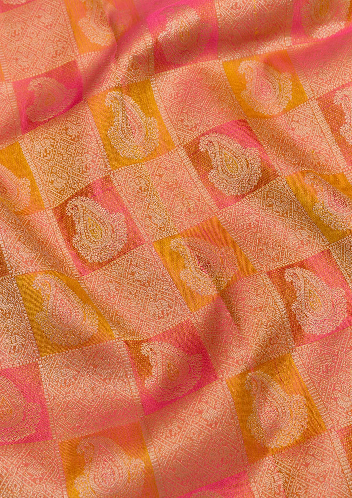 Mustard Zariwork Kanjivaram Pure Silk Saree