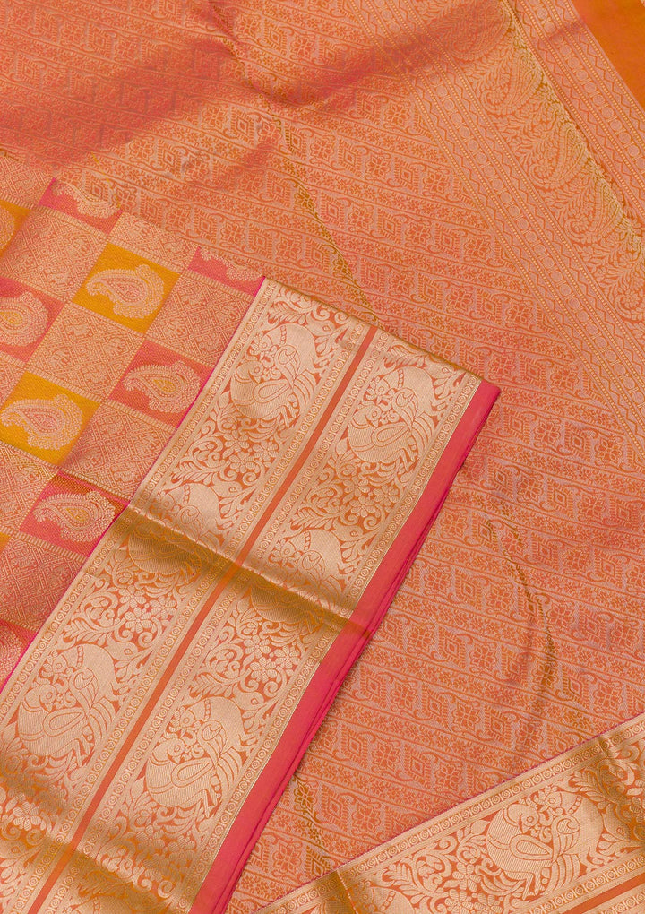 Mustard Zariwork Kanjivaram Pure Silk Saree