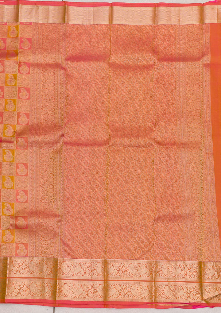 Mustard Zariwork Kanjivaram Pure Silk Saree