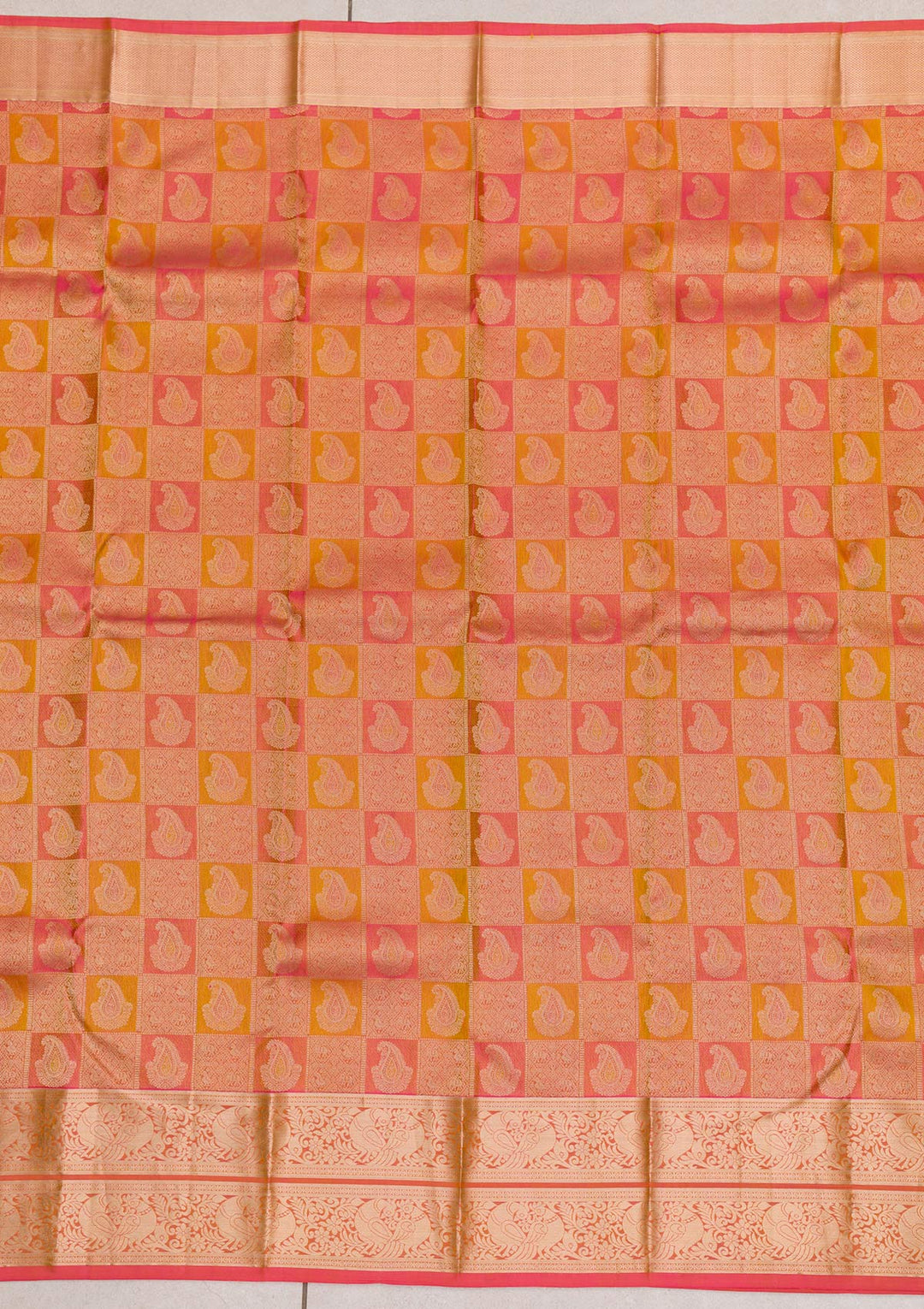 Mustard Zariwork Kanjivaram Pure Silk Saree