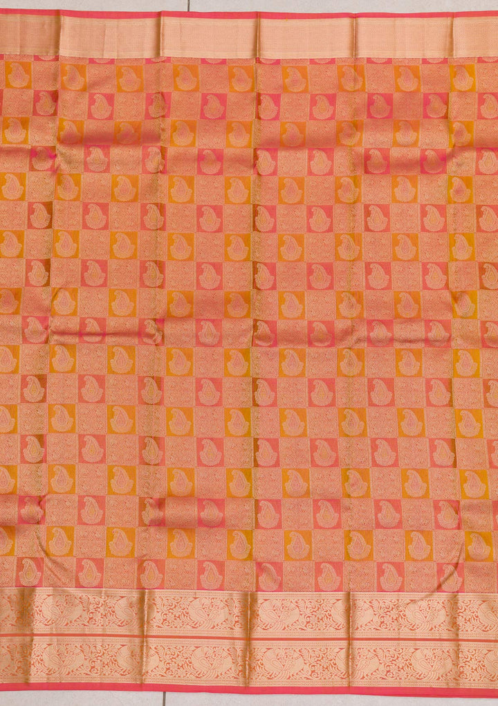 Mustard Zariwork Kanjivaram Pure Silk Saree